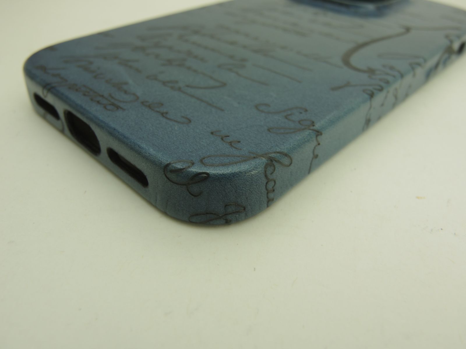 希少✨BERLUTI iPhone14pro アイフォン スマホケース ブルー系 ベルルッティ iphone14Proケース カリグラフィ レザー青 iphone14pro