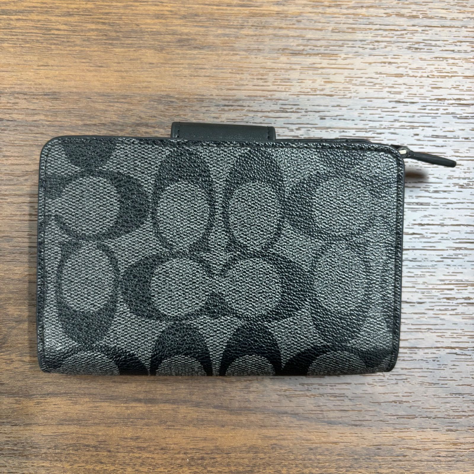 ▪️ COACH コーチ シグネチャー ミディアムコーナージップウォレット 2つ折り財布 小銭入れ ブラック レディース