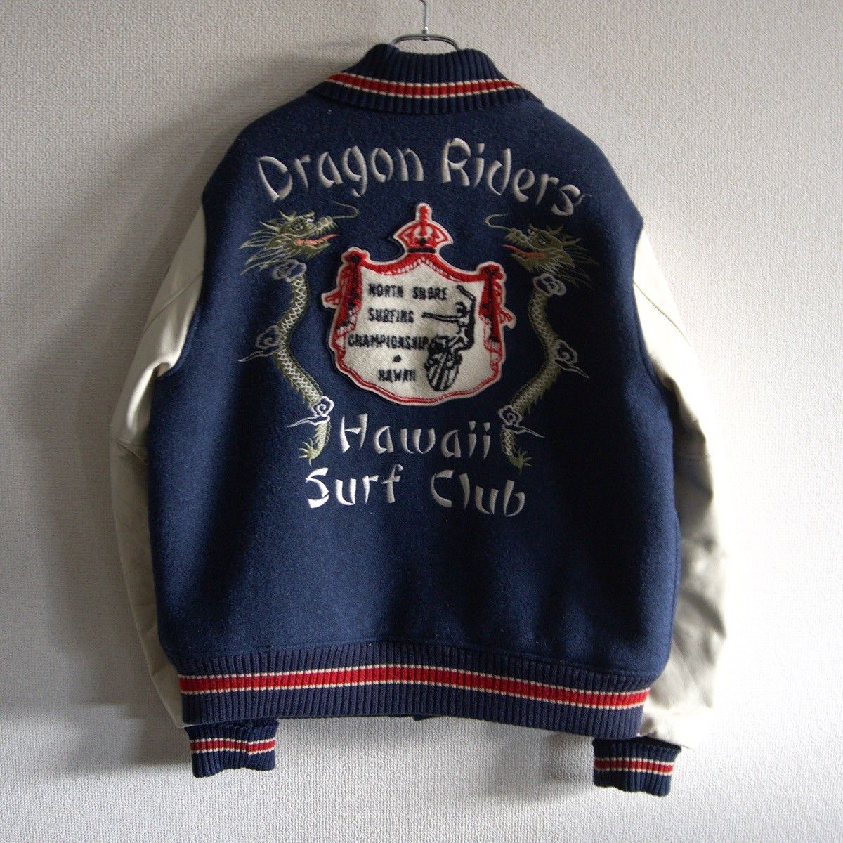 雰囲気抜群】WHITESVILLE【フルデコ レザースリーブ スタジャン】40