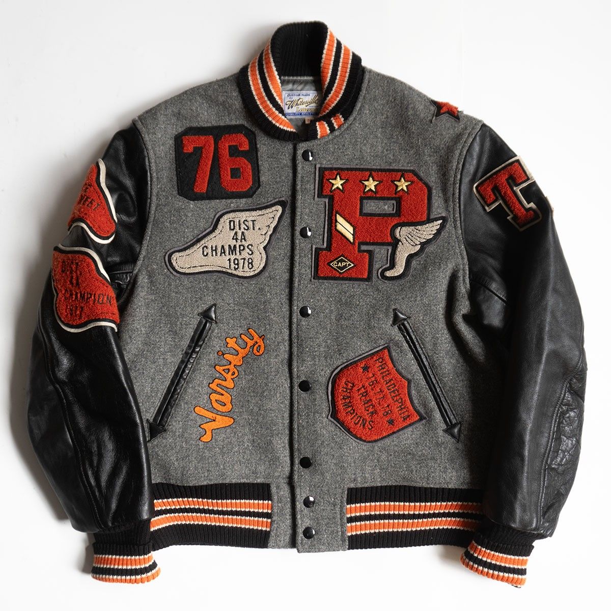 Whitesville ホワイツビル フルデコ 袖革スタジャン 難あり