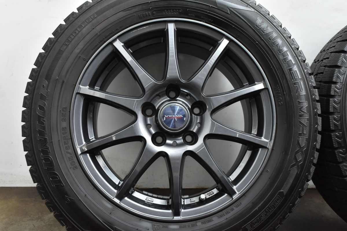  バリ溝 WEDS VELVA 16 in 6 5 J 40 PCD 114 3 ダンロップ WM 02 205 60 R ノア ヴォクシー ステップワゴン セレナ プレマシー 16インチ タイヤ ホイールセット