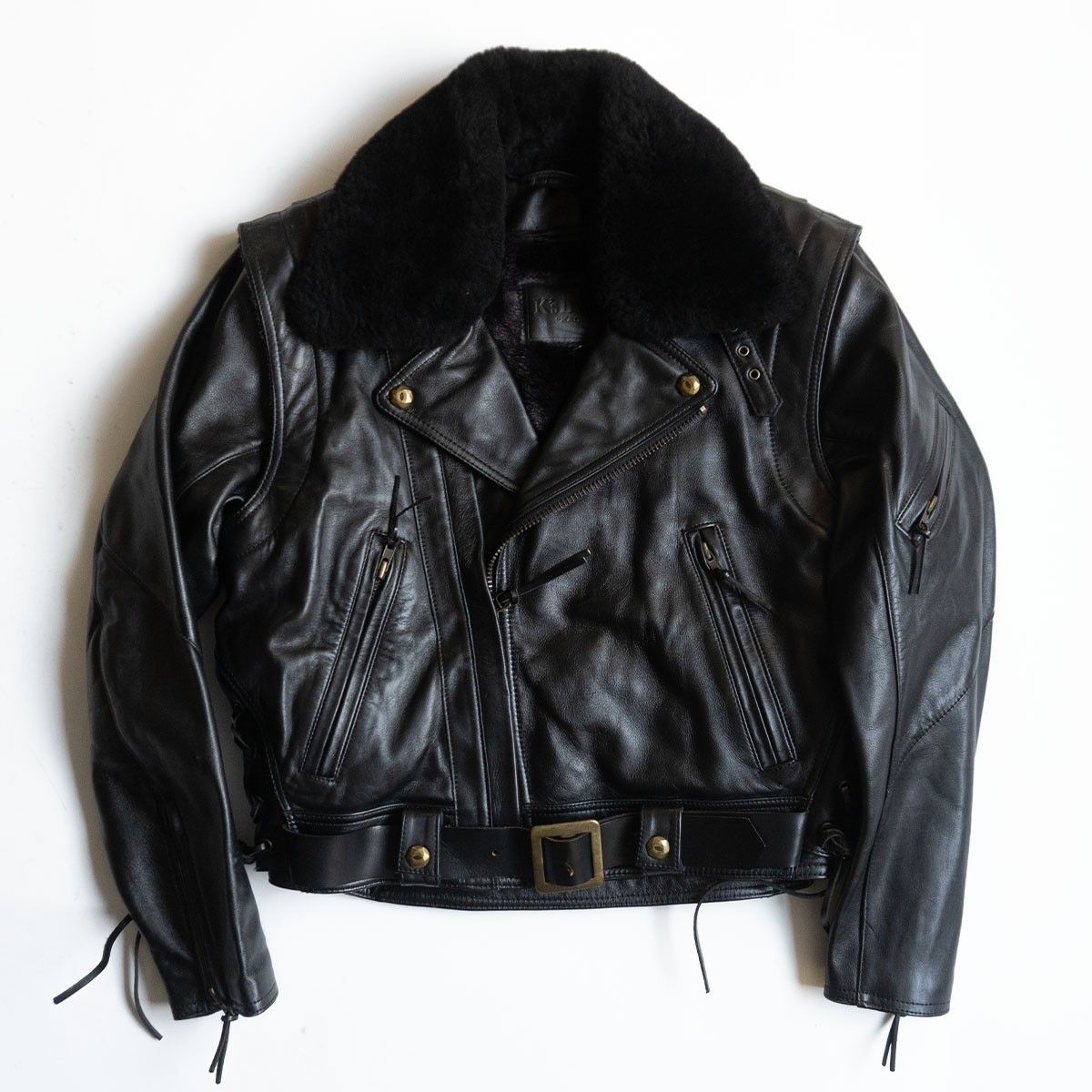 美品】KADOYA【ボア ダブルライダースジャケット】 L カドヤ レザー