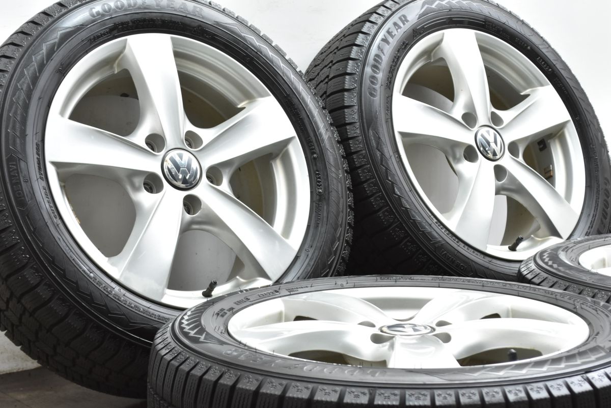 バリ溝 アイスナビ8付 AGA 16 in 7 J 53 PCD 112 グッドイヤー 205 55 R フォルクスワーゲン ゴルフ トゥーラン ヴァリアント