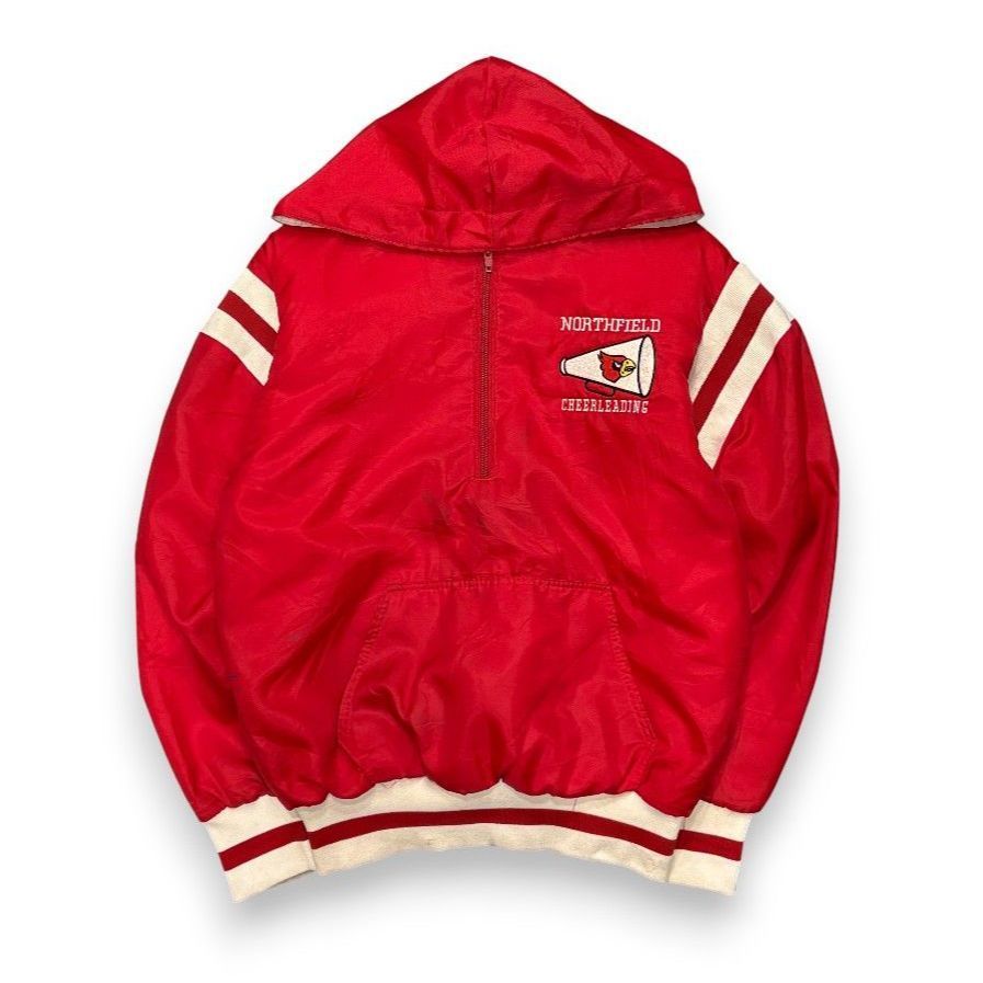 70s 80s 90s RENNOC スタジャン ハーフジップ カレッジロゴ 短丈 三段プリント アメカジ フェード サンフェード 襤褸 ボロ 古着 vintage アメリカ古着