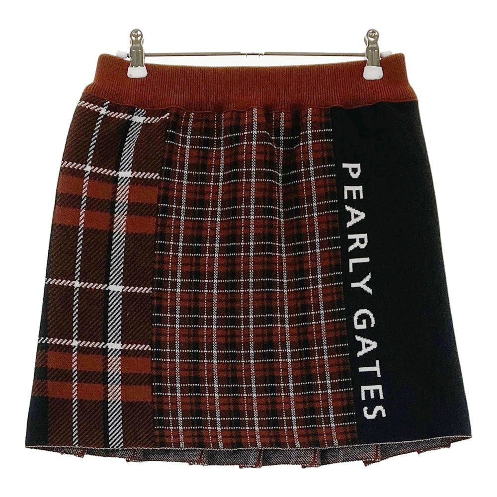 サイズ 1 PEARLY GATES パーリーゲイツ モデル ニット スカート チェック総柄 ブラウン系 240101563971 ゴルフウェア レディース ストスト