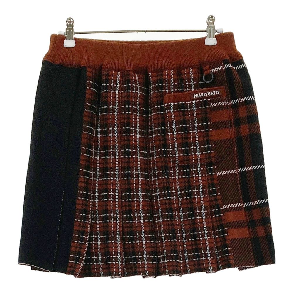 サイズ 1 PEARLY GATES パーリーゲイツ モデル ニット スカート チェック総柄 ブラウン系 ゴルフウェア レディース ストスト