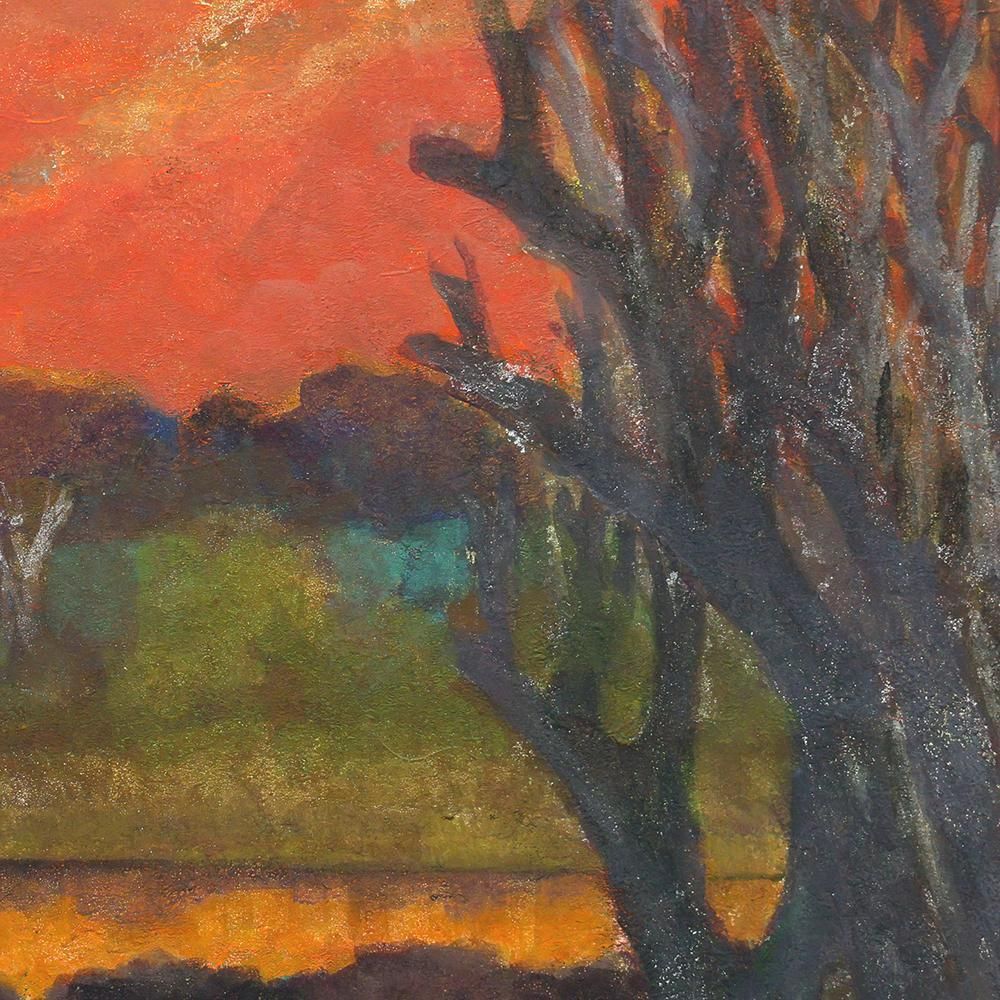 真作】【WISH】加藤東一 日本画 約12号 大作 金泥仕様 ◇茜色に染まる