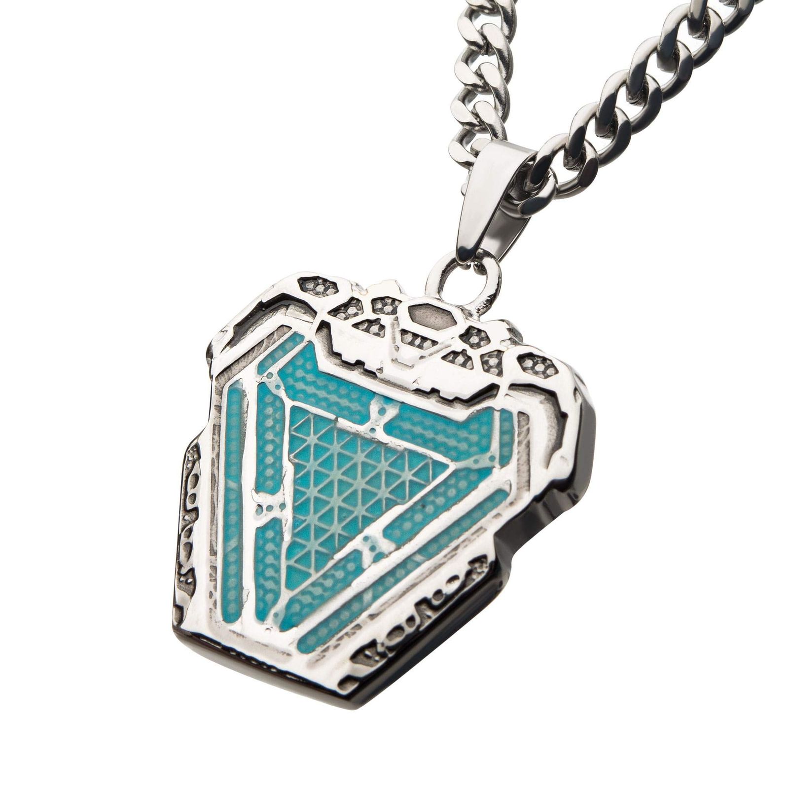 Marvel マーベル アイアンマン アーク リアクター 暗闇で光るステンレススチールペンダントネックレス 60 cmチェーン付き ライセンスジュエリー ブルー ワンサイズ 22 inches chain lenght ステンレス鋼 該当なし