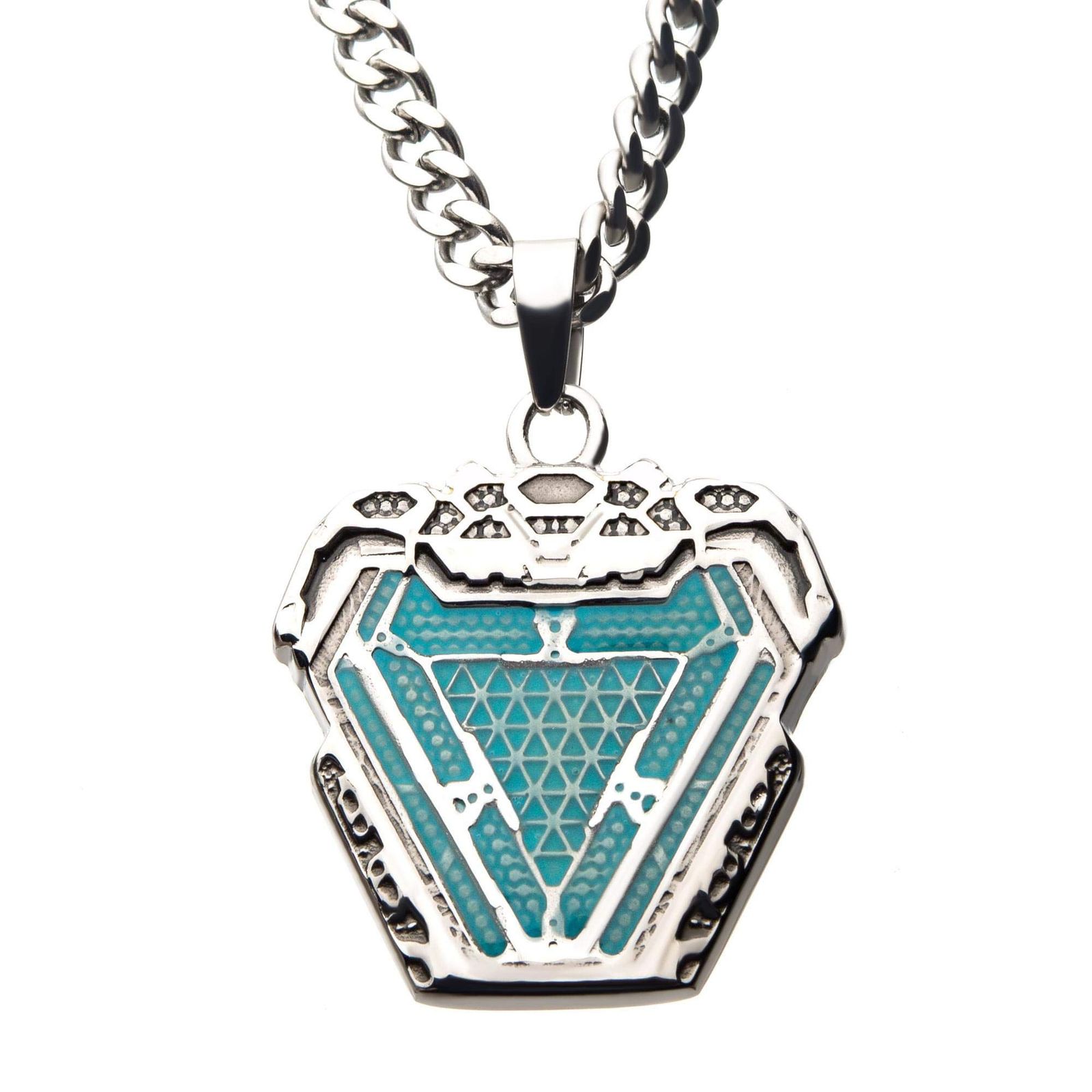 Marvel マーベル アイアンマン アーク リアクター 暗闇で光るステンレススチールペンダントネックレス 60cmチェーン付き公式ライセンスジュエリー ブルー ワンサイズ 22 inches chain lenght ステンレス鋼 該当なし