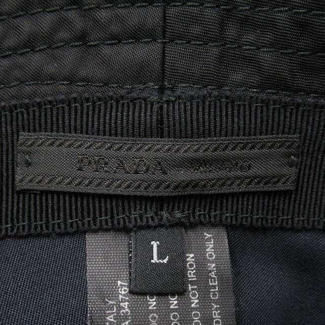 【極美品】PRADA 三角 トライアングル ロゴ バケットハット ブラック L 極美品】PRADA 三角 トライアングル ロゴ バケットハット ブラック L