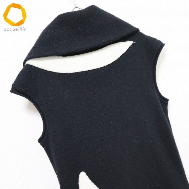  エスカーダ ESCADA カシミヤ ニット ワンピース ノースリーブ タートル ビーズ w 979642 n ノースリーブ ニットワンピース