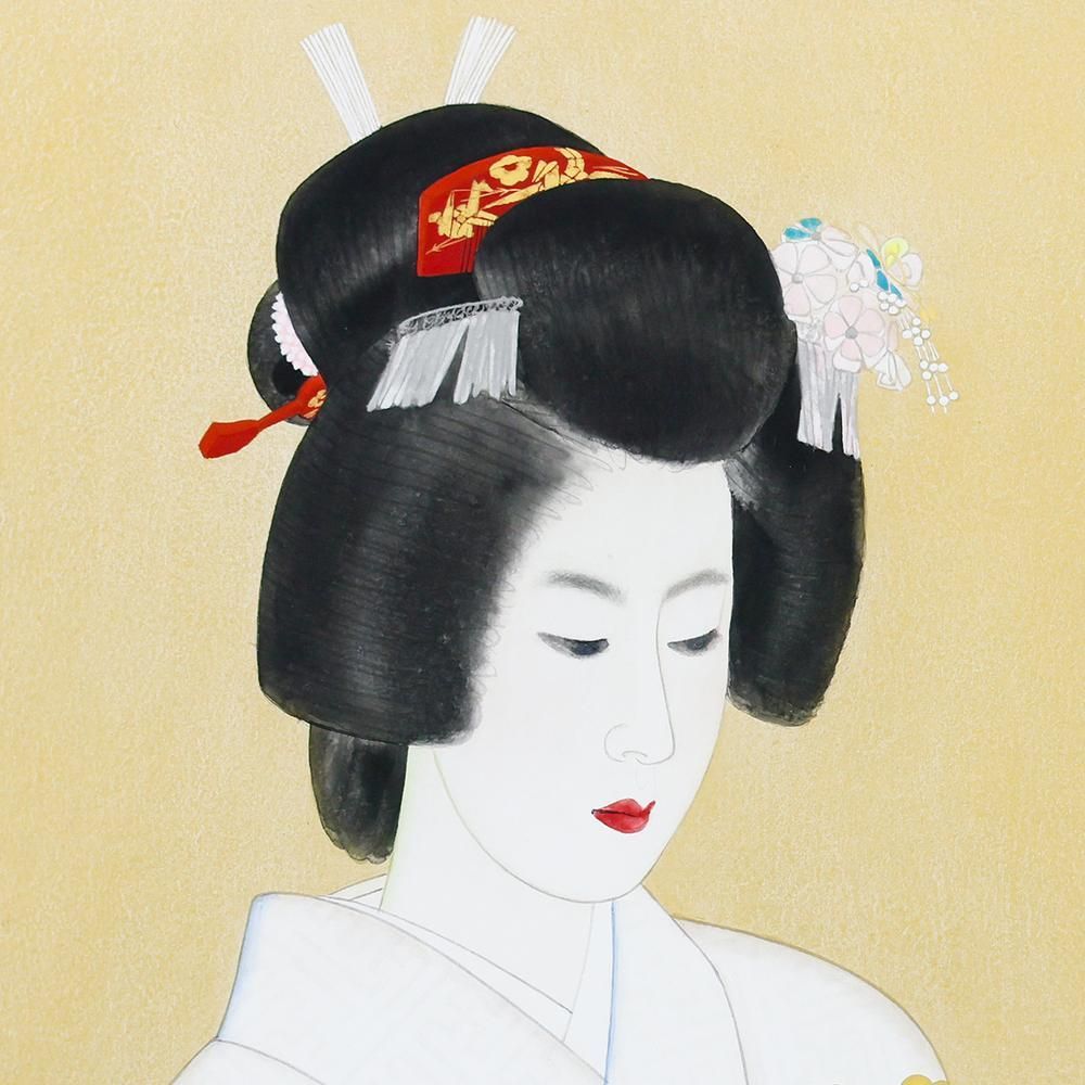 真作】【WISH】立石春美「薄茶」日本画 10号 金泥 共シール ◇凛として