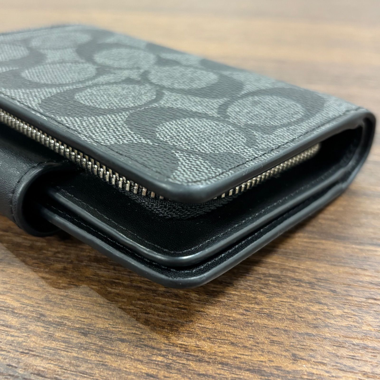  ▪️ COACH コーチ シグネチャー ミディアムコーナージップウォレット 2つ折り財布 小銭入れ ブラック レディース 二つ折り財布 折り財布