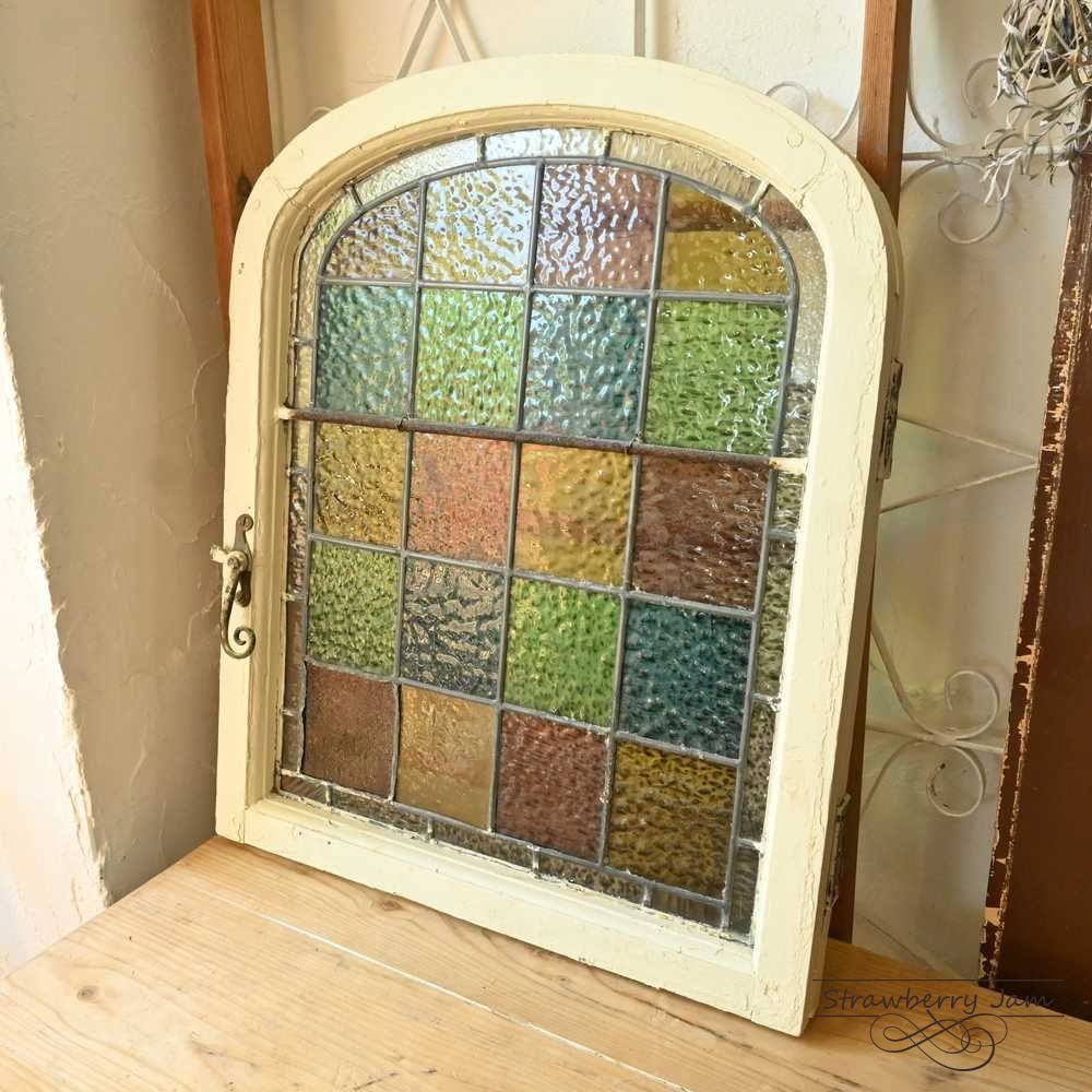 L 2406 568 英国アンティーク ステンドグラス カラフル 教会 窓枠 建材 インテリア DIY 小屋 ステンド イギリス