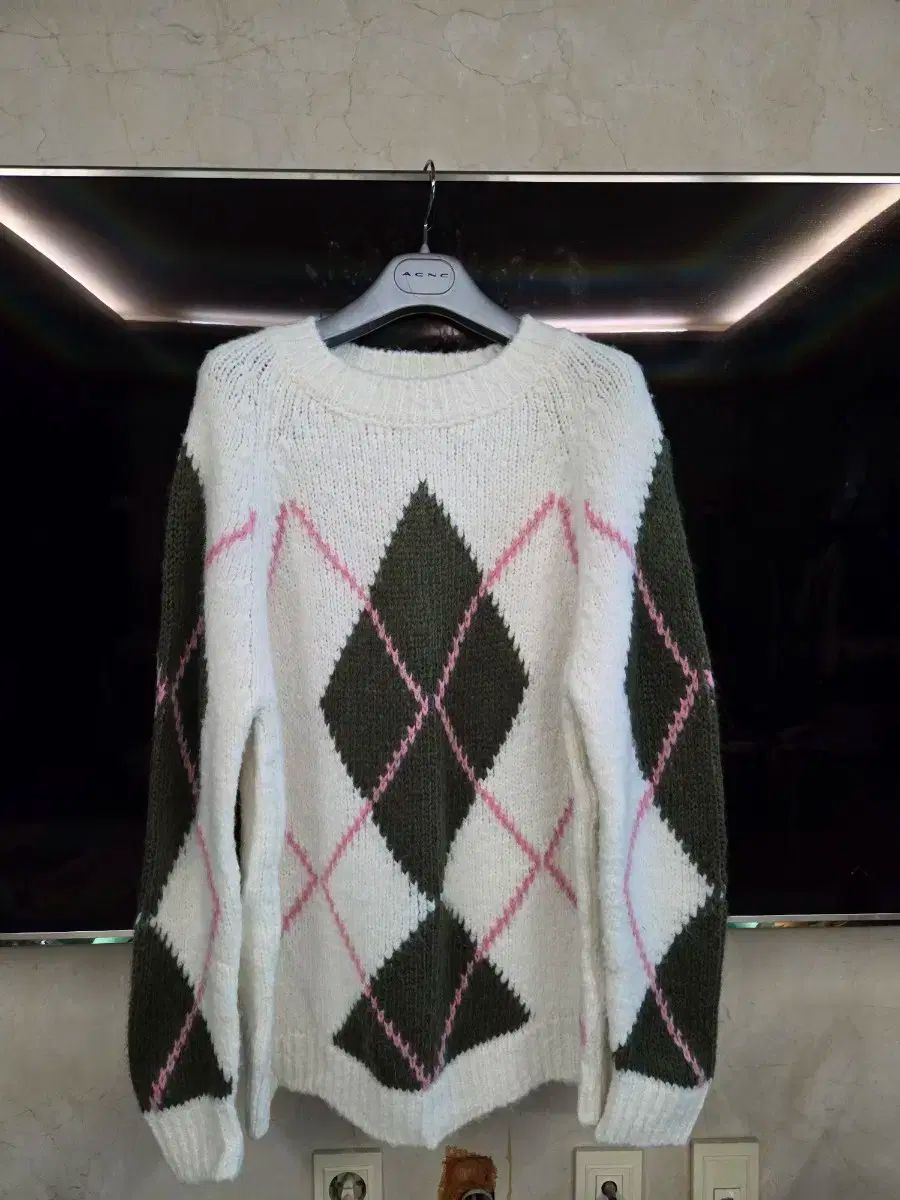  Massimo Dutti アーガイル ニット SI 長袖 ニット セーター