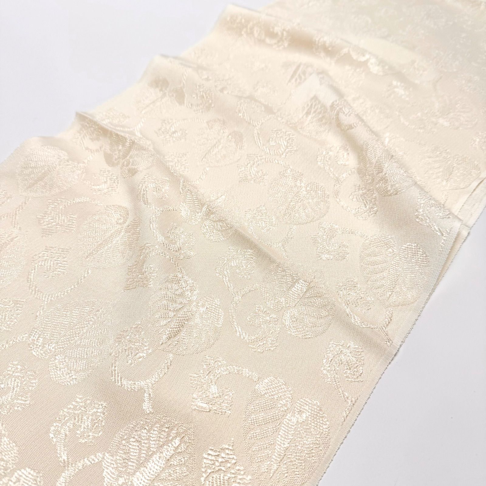 帯揚げ 渡敬 唐織 葵唐草 無地 0114