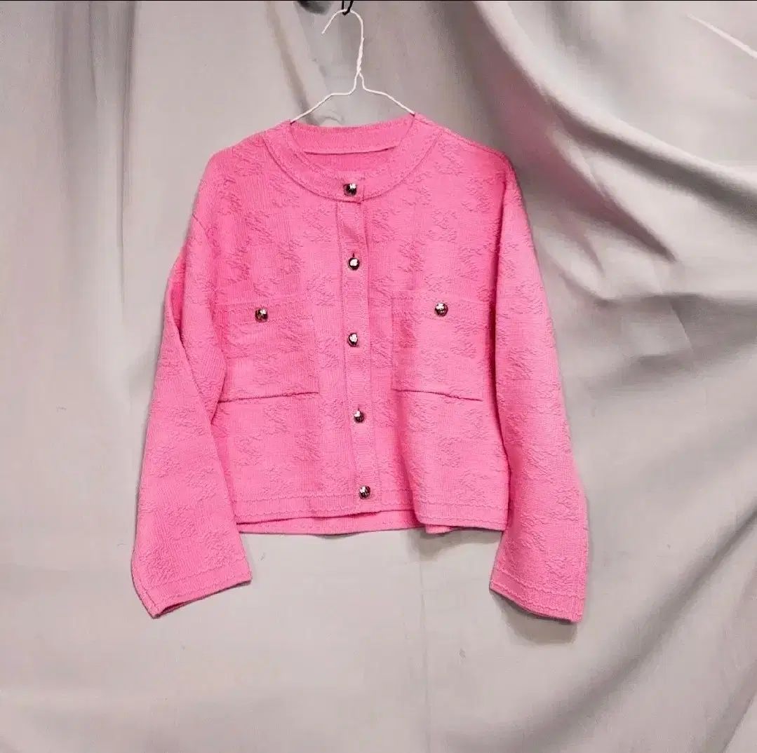 ハンサムSJSJ ピンク ツイード ニット ジャケット