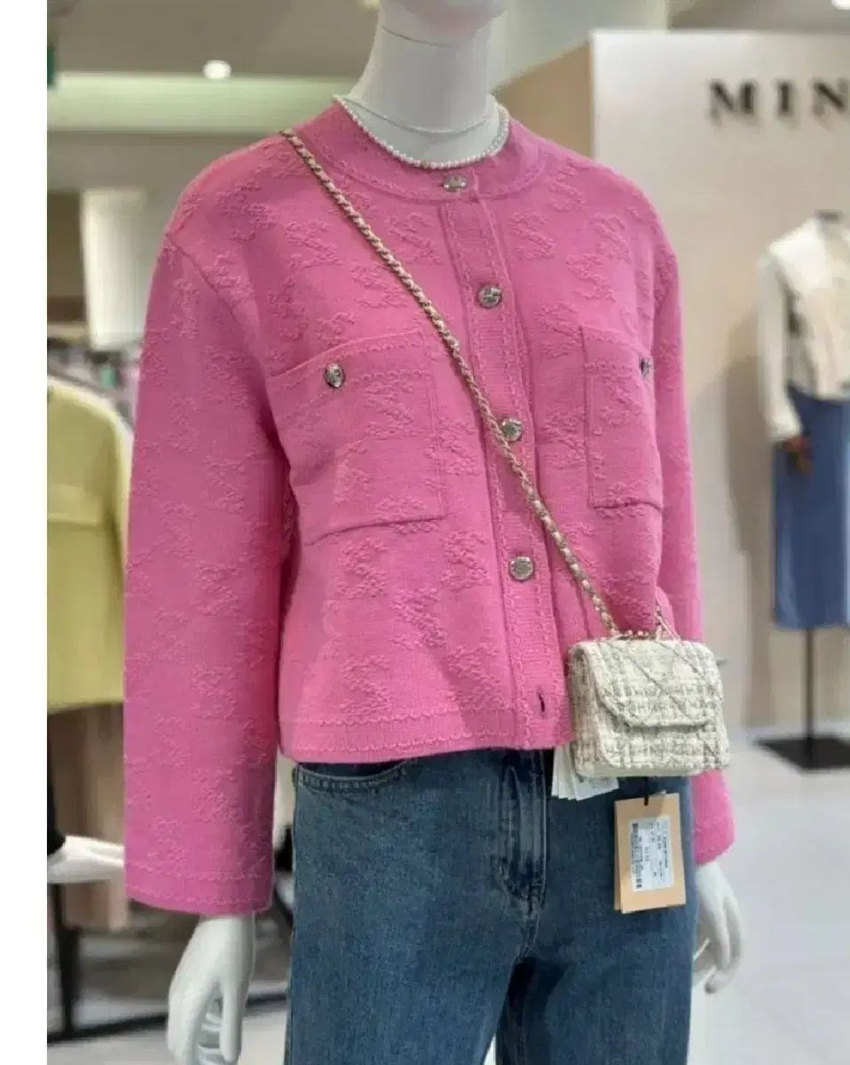 ハンサムSJSJ ピンク ツイード ニット ジャケット