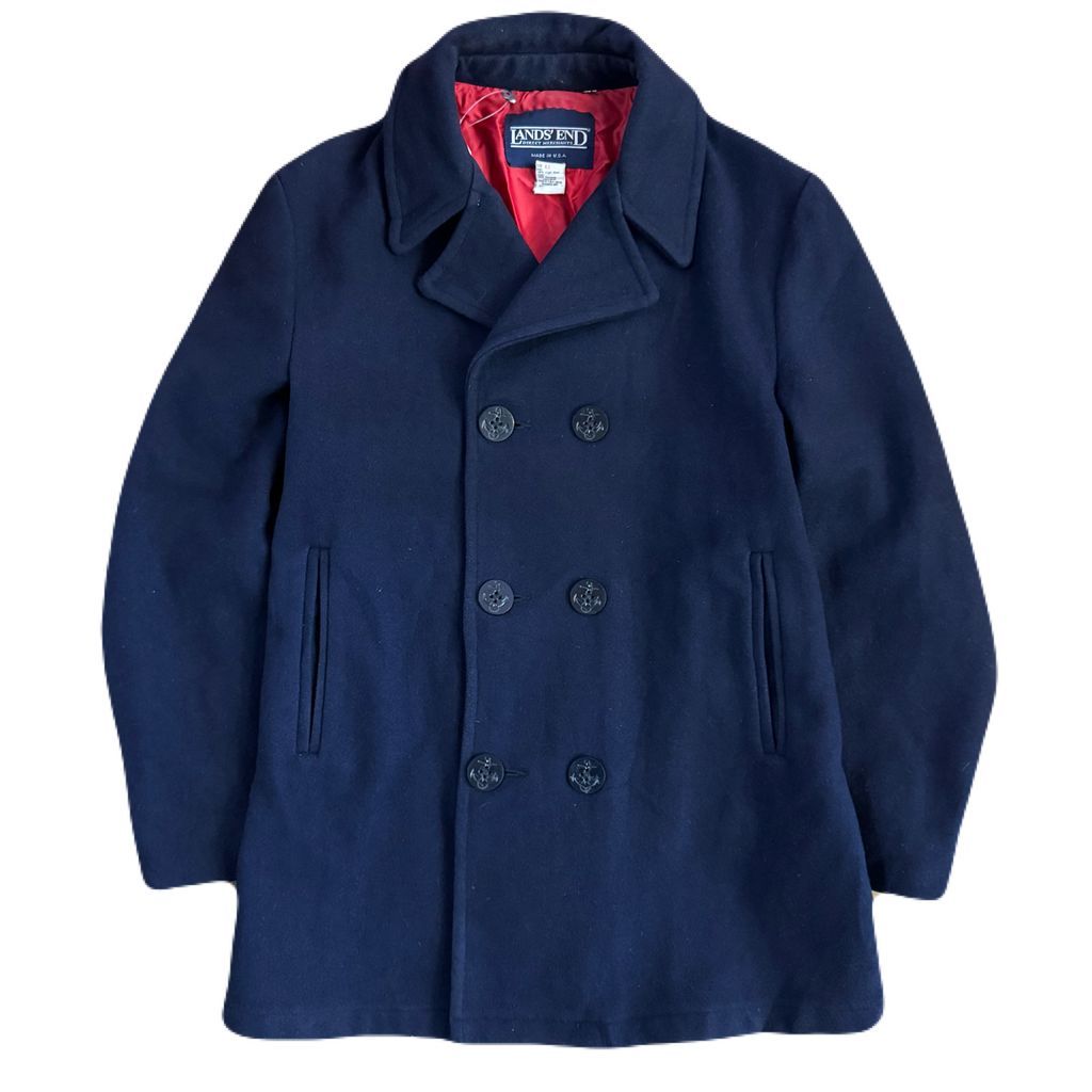 90s LANDS END ランズエンド ピーコート Pコート 裏地 赤 紺 サイズ40 No.E930