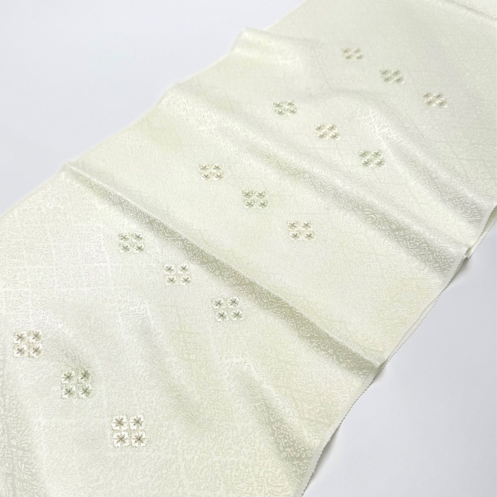 帯揚げ 和小物さくら 菱地紋 梅ちらし刺繍 0118