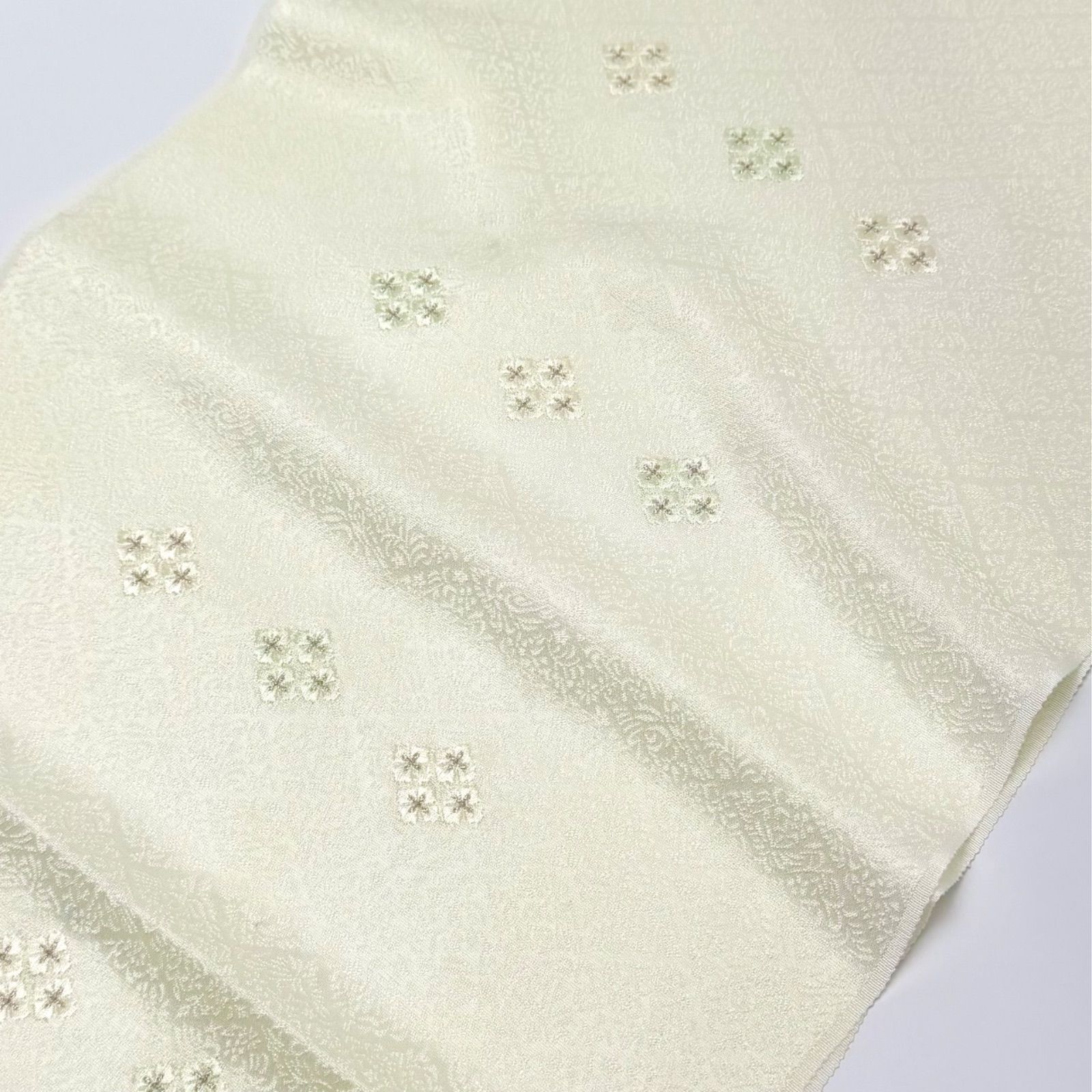 帯揚げ 和小物さくら 菱地紋 梅ちらし刺繍 0118