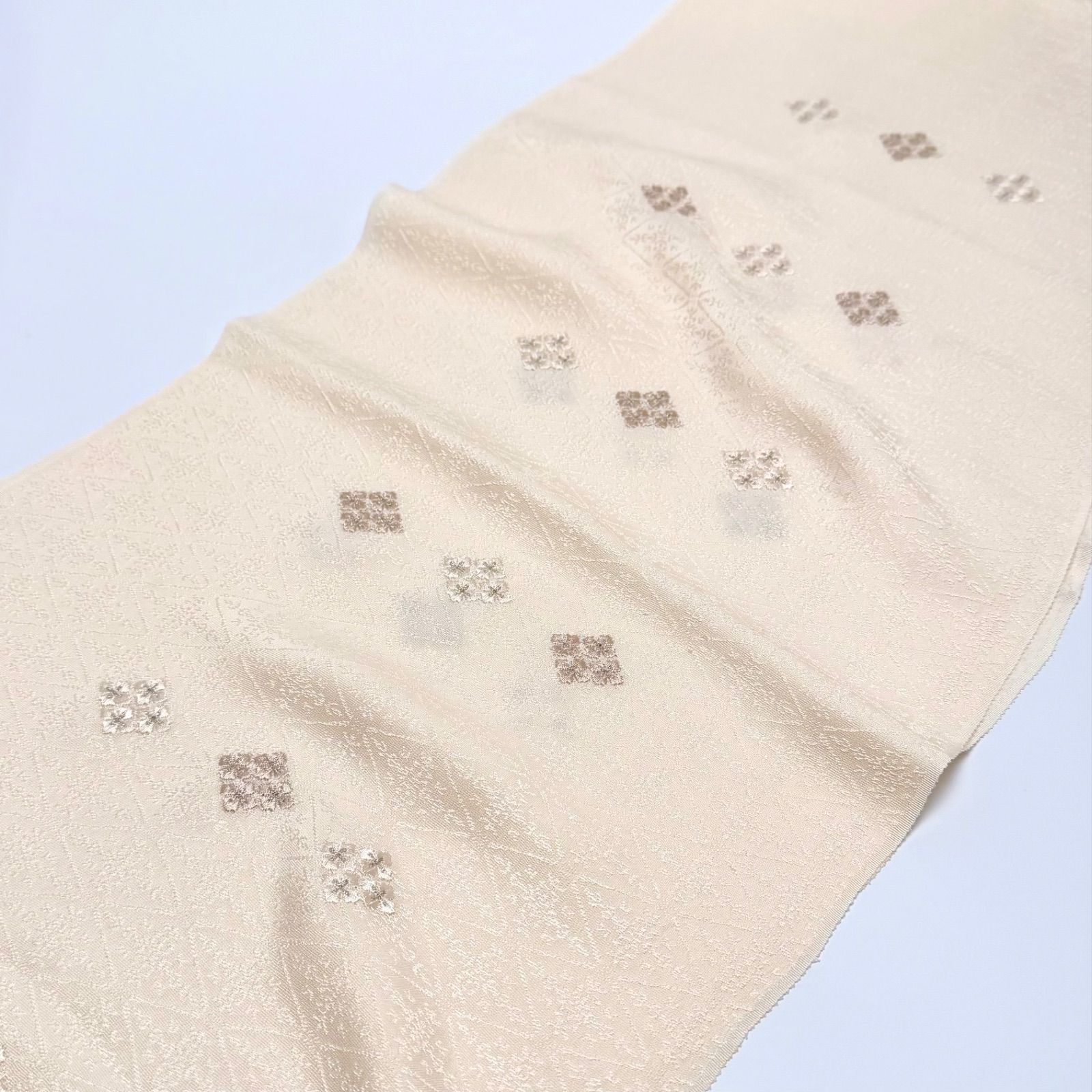 帯揚げ 和小物さくら 菱地紋 梅ちらし刺繍 0119