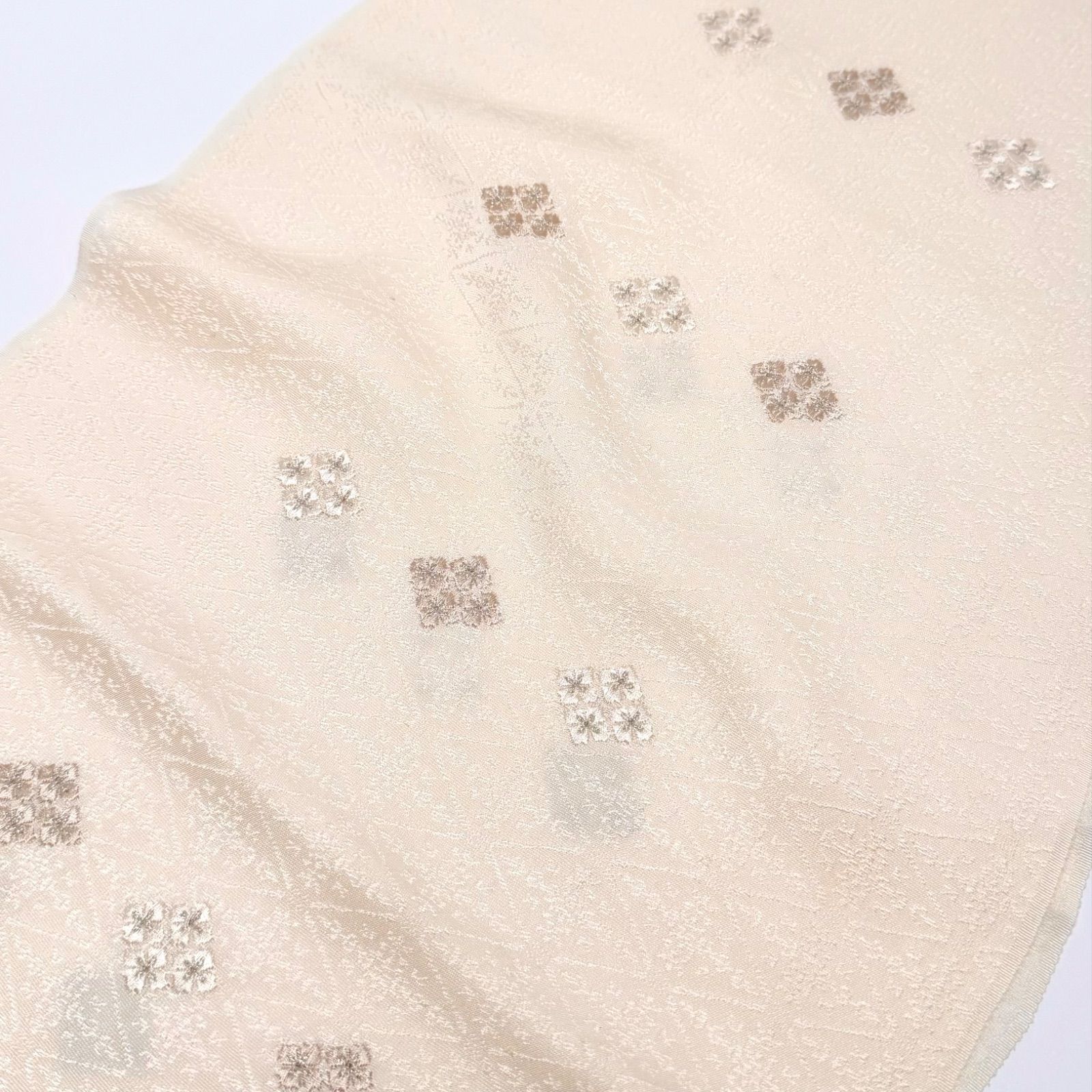 帯揚げ 和小物さくら 菱地紋 梅ちらし刺繍 0119