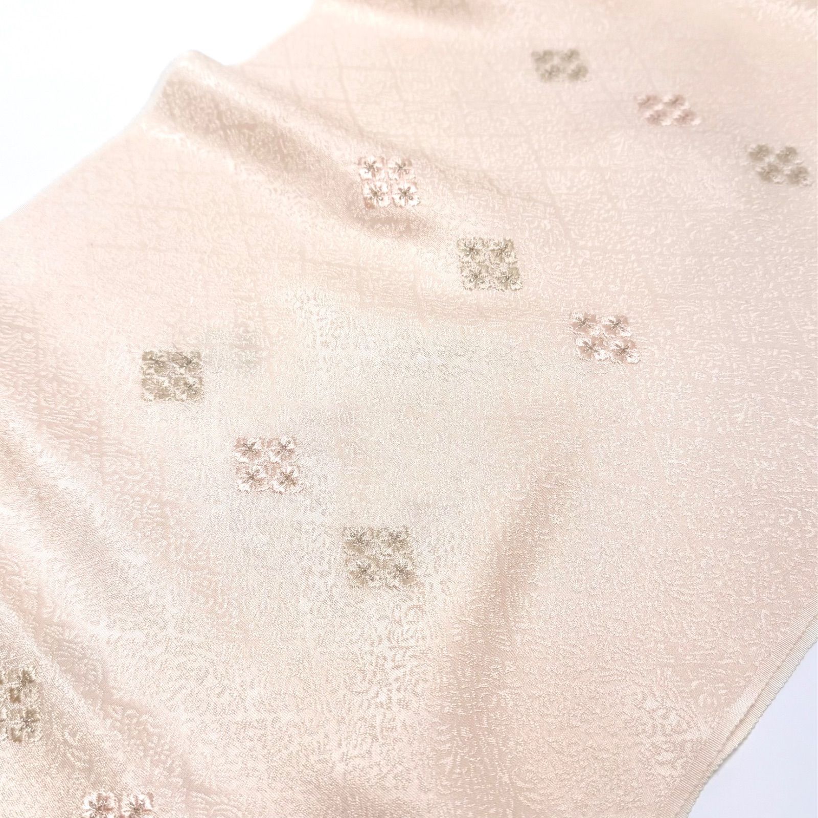 帯揚げ 和小物さくら 菱地紋 梅ちらし刺繍 0120