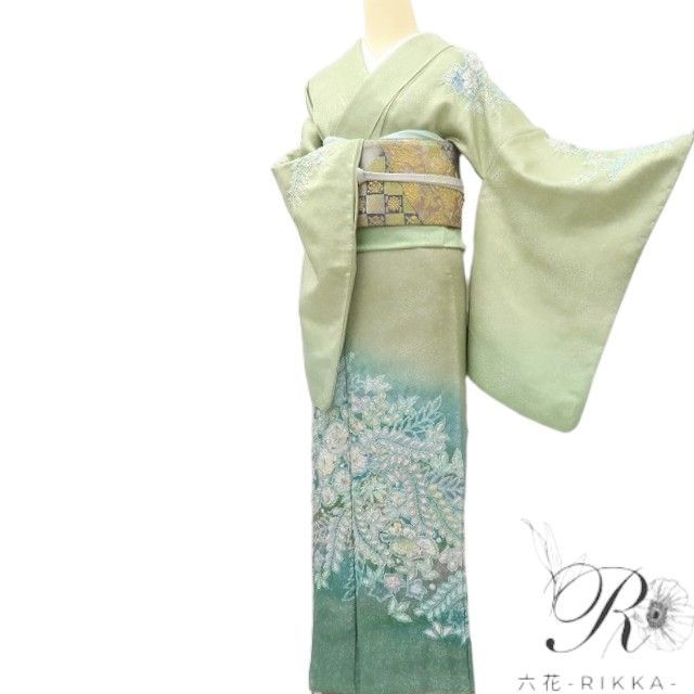 六花 RIKKA 正絹 翠山工房 桐屋の辻が花 絞り トールサイズ 訪問着 着物 A 3969 訪問着 付け下げ 着物
