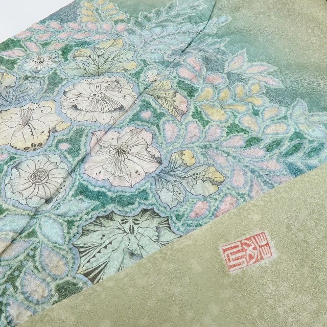 六花-RIKKA- 正絹 翠山工房 桐屋の辻が花 絞り トールサイズ 訪問着 着物 A 3969