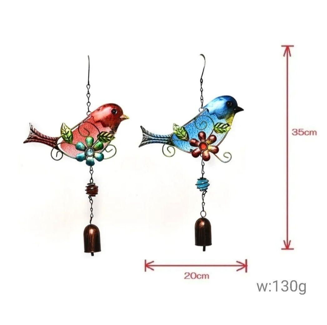 風鈴 鳥の雑貨 青い鳥 赤い花 ウィンドチャイム - メルカリ