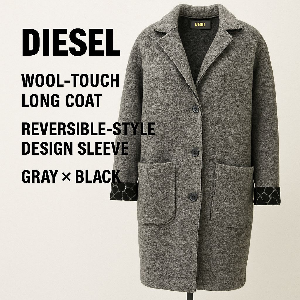 美品】DIESEL ディーゼル レディース グレーコート 圧縮ウールコート※M 