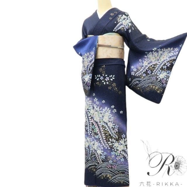 六花-RIKKA- 美品 正絹 翠山工房 桐屋の辻が花 金通し トールサイズ