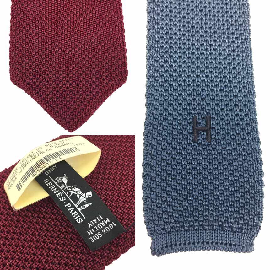 HERMES エルメス ニットタイ ネクタイ シルク 未使用 CRAVATE TRICOT