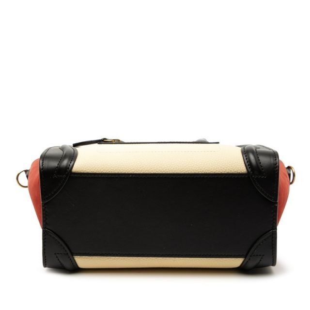 中古 セリーヌ ラゲージ ナノショッパー トリコロール ハンドバッグ