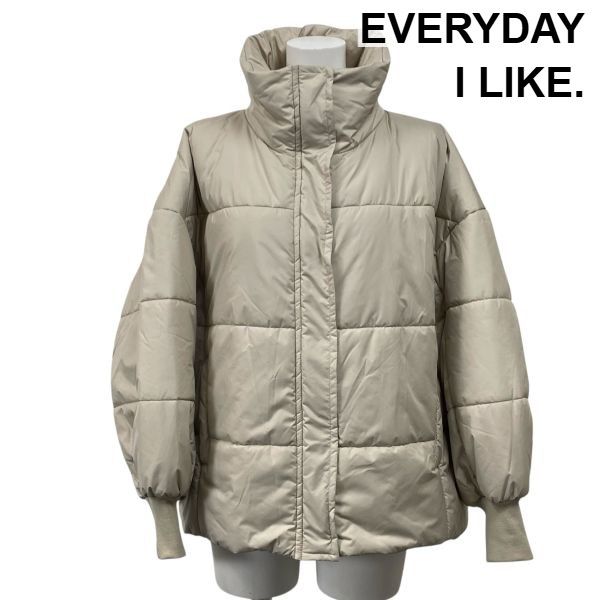 エヴリディアイライク EVERYDAY I LIKE. 中綿ショートジャケット 長袖 スタンド 袖口リブ アイボリー サイズF レディース S5X361