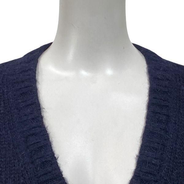 ドゥロワー Drawer Vネックセーター 長袖 ニット 袖裾リブ編み ネイビー アルパカ混 シルク混 1 S 7号 レディース S5X369