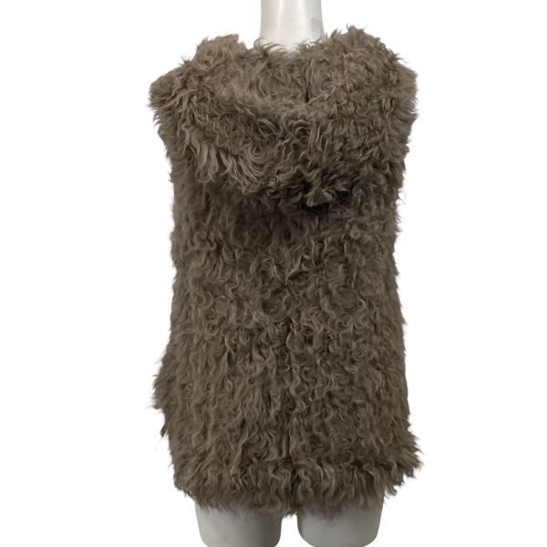  ベイジ BEIGE ファーベスト ジレ ノースリーブ フード付き ベージュ ラムファー 4 M 9号 レディース S 5 X 345 ベスト ジレ ベスト ジレ ビスチェ