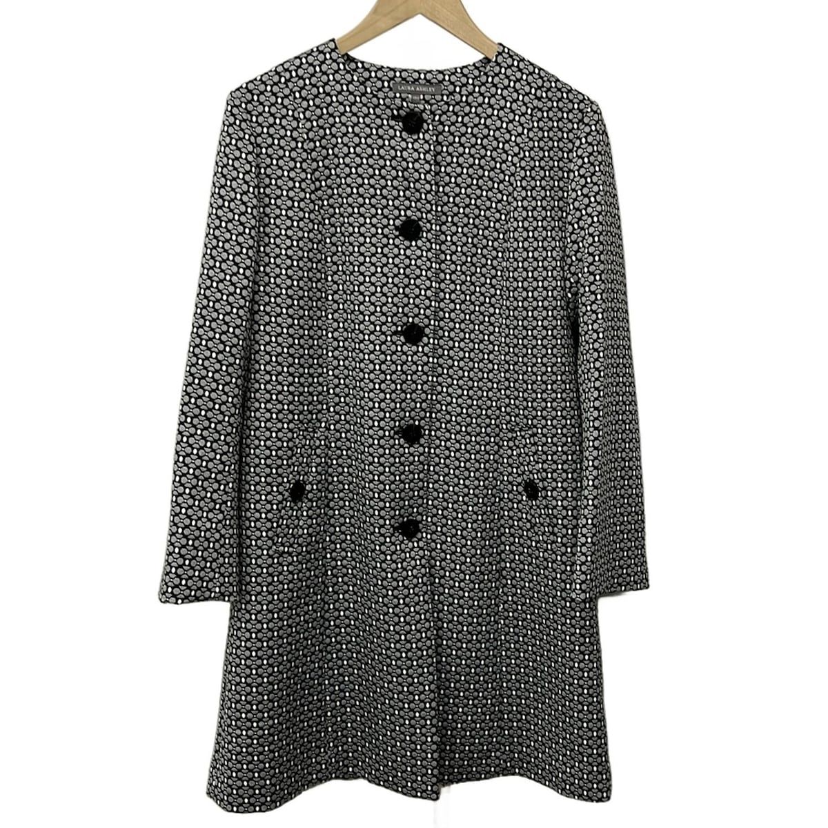 LAURAASHLEY ローラアシュレイ コート サイズ13 L レディース - 黒×白 長袖 花柄 春 秋