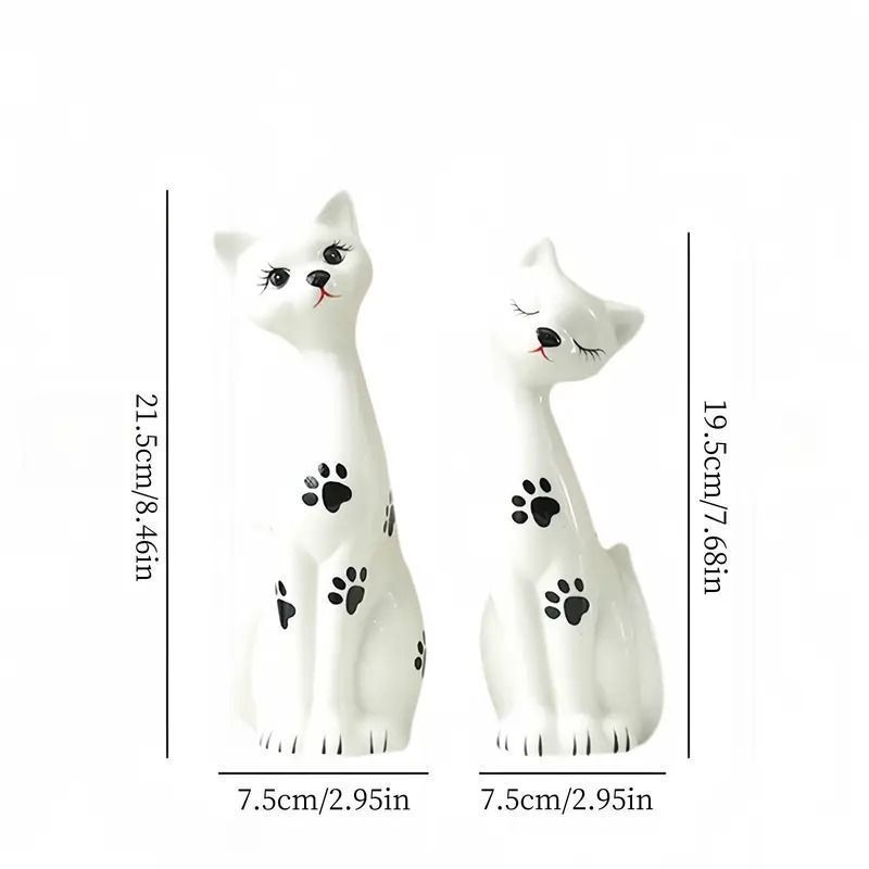 置物 装飾品 フィギュア 猫 ネコ キャット ペア 夫婦 セラミック
