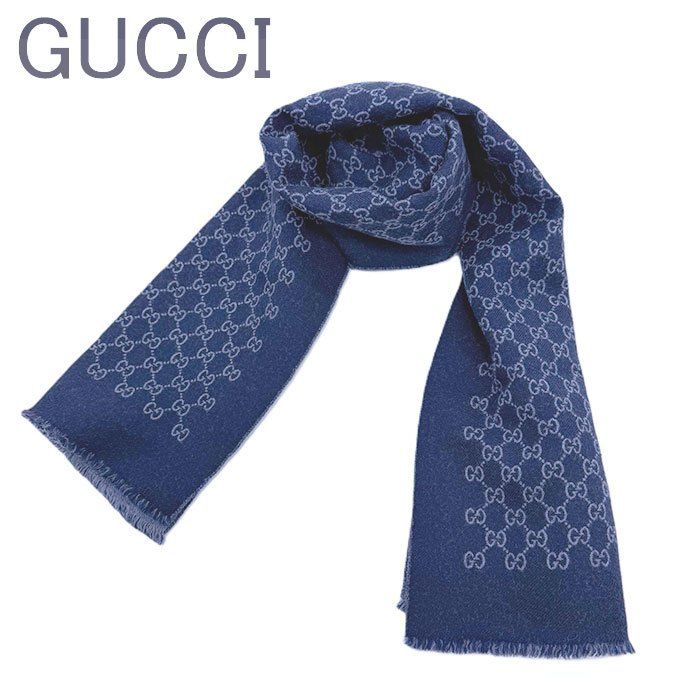 GUCCI グッチ マフラー ストール GG柄 リバーシブル ウール