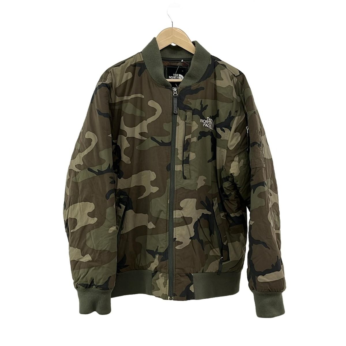 THE NORTH FACE ノースフェイス ブルゾン サイズL G L メンズ - ベージュ×カーキ×マルチ 長袖 中綿 迷彩柄 秋 冬