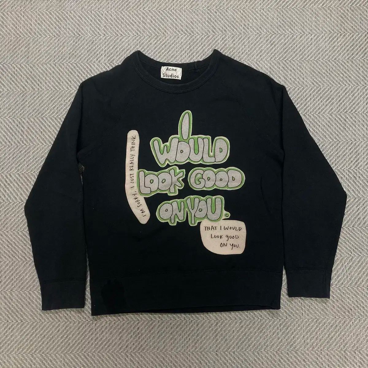 トップス Acne Studios スウェット トレーナー グレー 前面プリント