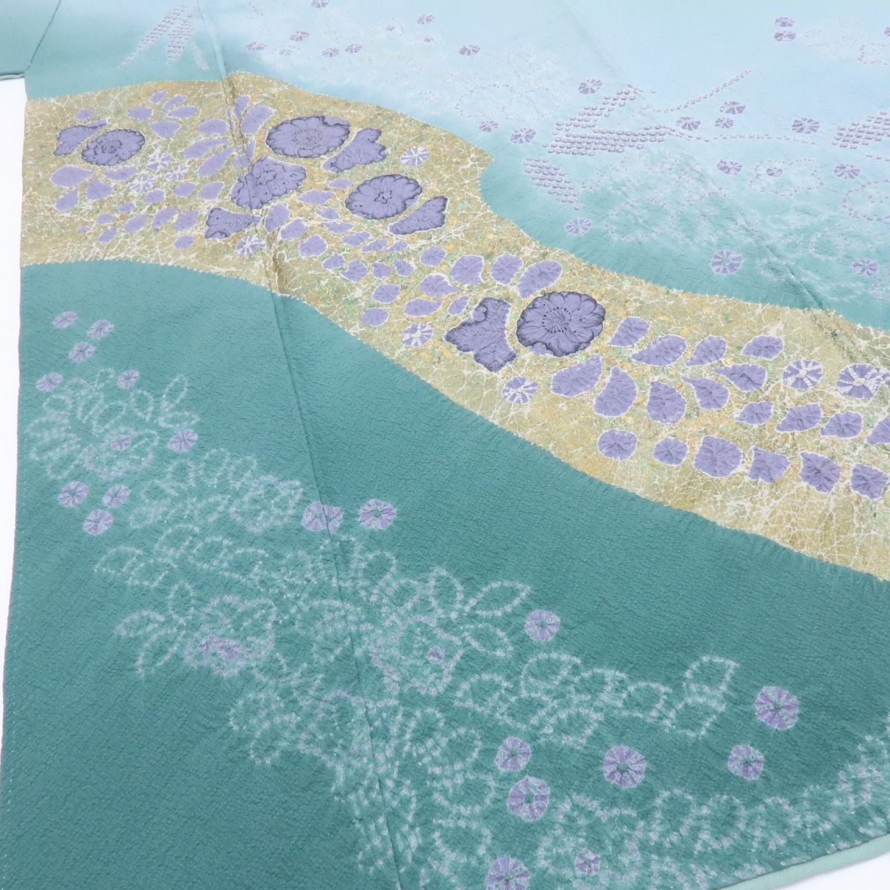 Y3891◇銀通し 辻が花 絞り 手縫い仕立て 正絹 訪問着 着物 百華❀Y3999◇正絹 滝泰謹製 辻が花 絞り 手縫い仕立て 訪問着 着物