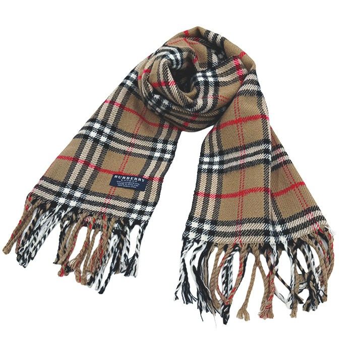 BURBERRY バーバリー マフラー チェック ベージュ系 ラムウール
