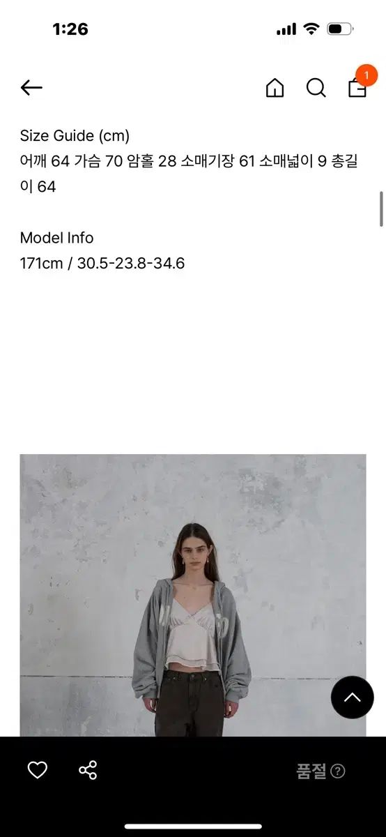 ポエト グレー Washing day hoody zip-up