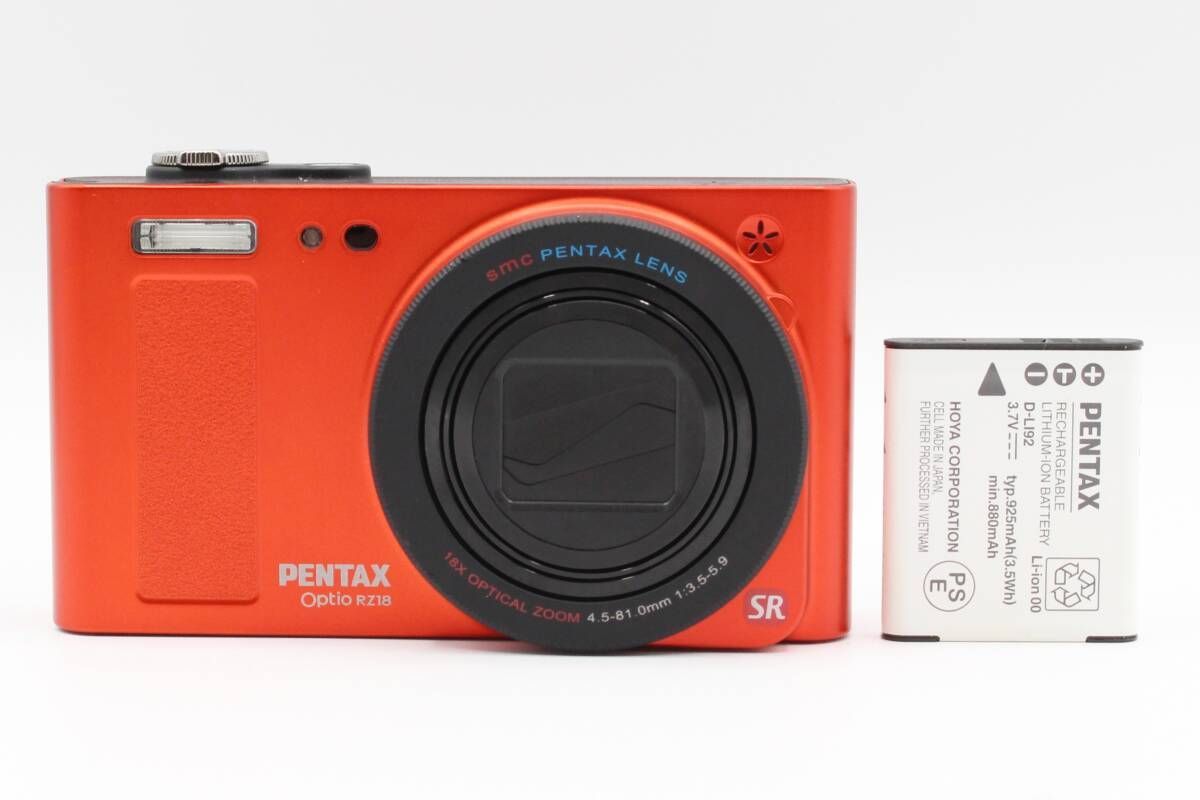 ペンタックス PENTAX オプティオ Optio RZ18 コンパクトデジタルカメラ 動作品 バッテリー付属 オレンジ ♯387