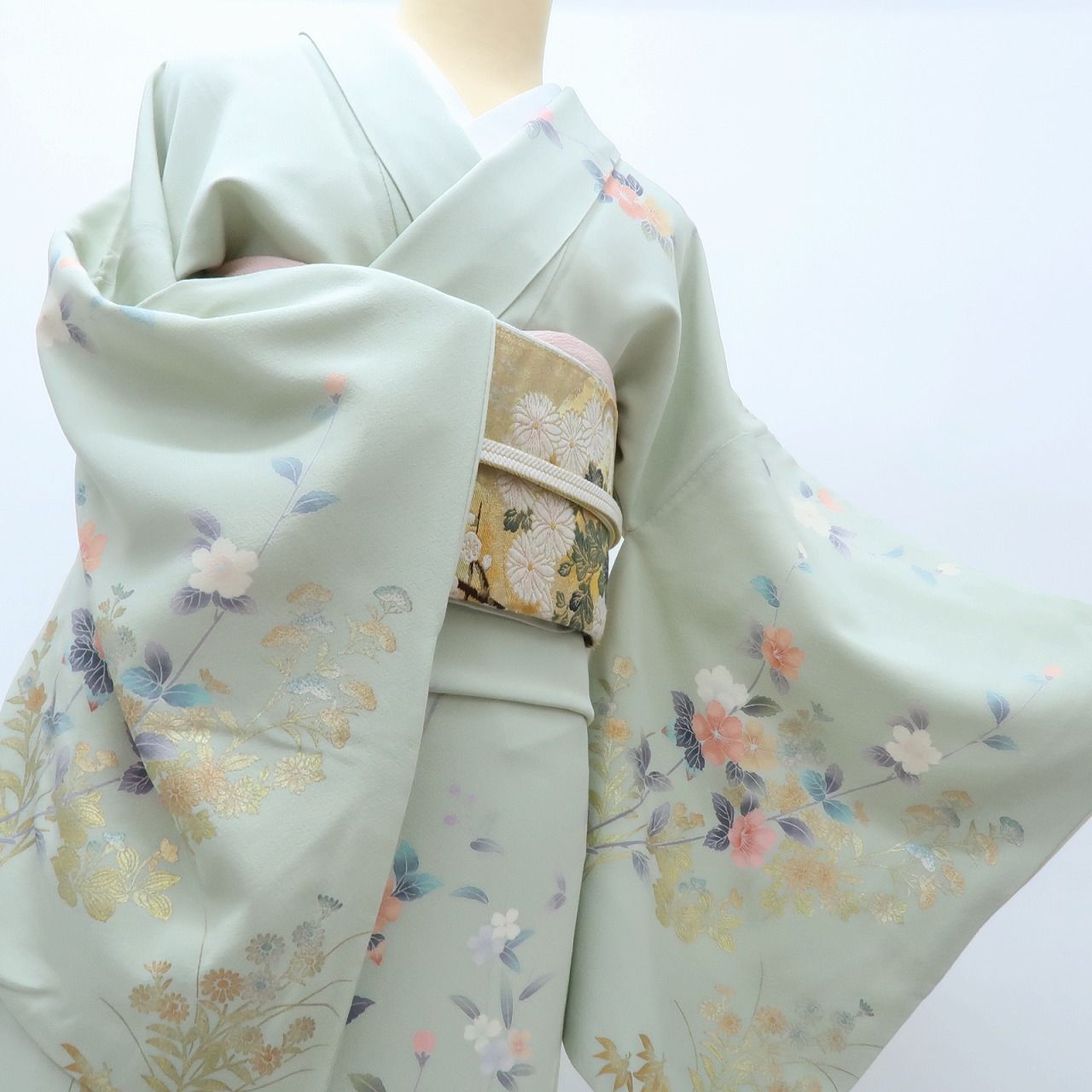 Y3652◇正絹 作家物落款 手縫い仕立て トールサイズ 訪問着 着物 百華❀Y4002◇西武 作家物落款 松雨 手縫い仕立て トールサイズ 正絹