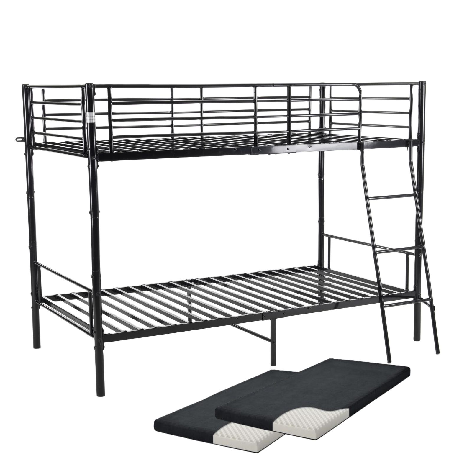 ロフトベッド 10 cm厚さマット 付き 二段ベッド シングルベッド パイプ 耐震 頑丈フレーム 大人ベッド 子供部屋 社員寮 学生寮 耐荷重150 kg ミドルタイプ 高さ150 cm 家庭用 業務用
