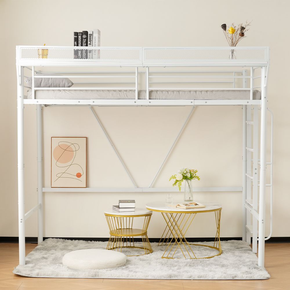 ロフトベッド 【ホワイト】システムベット 宮棚 ロフトベッド シングル